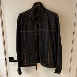 Men's Dark Brown Leather Jacket Tommy Bahama